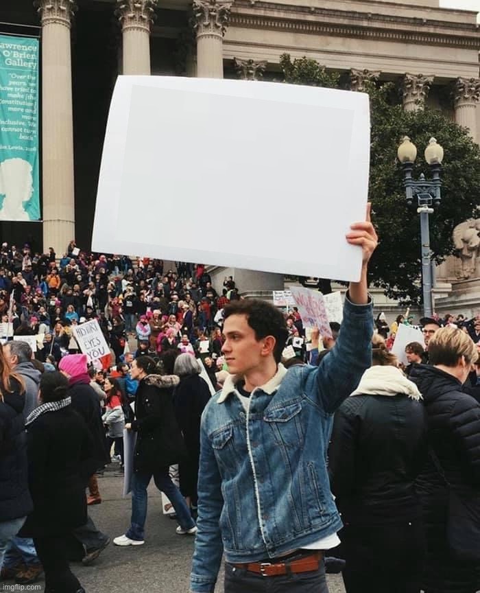 Man holding sign  meme template