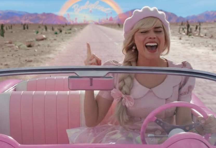 margot robbie barbie driving meme template