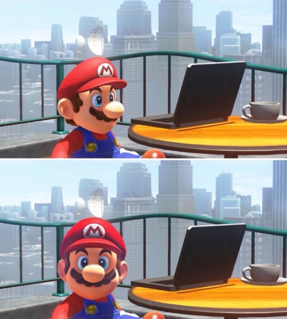Mario looks at computer  meme template
