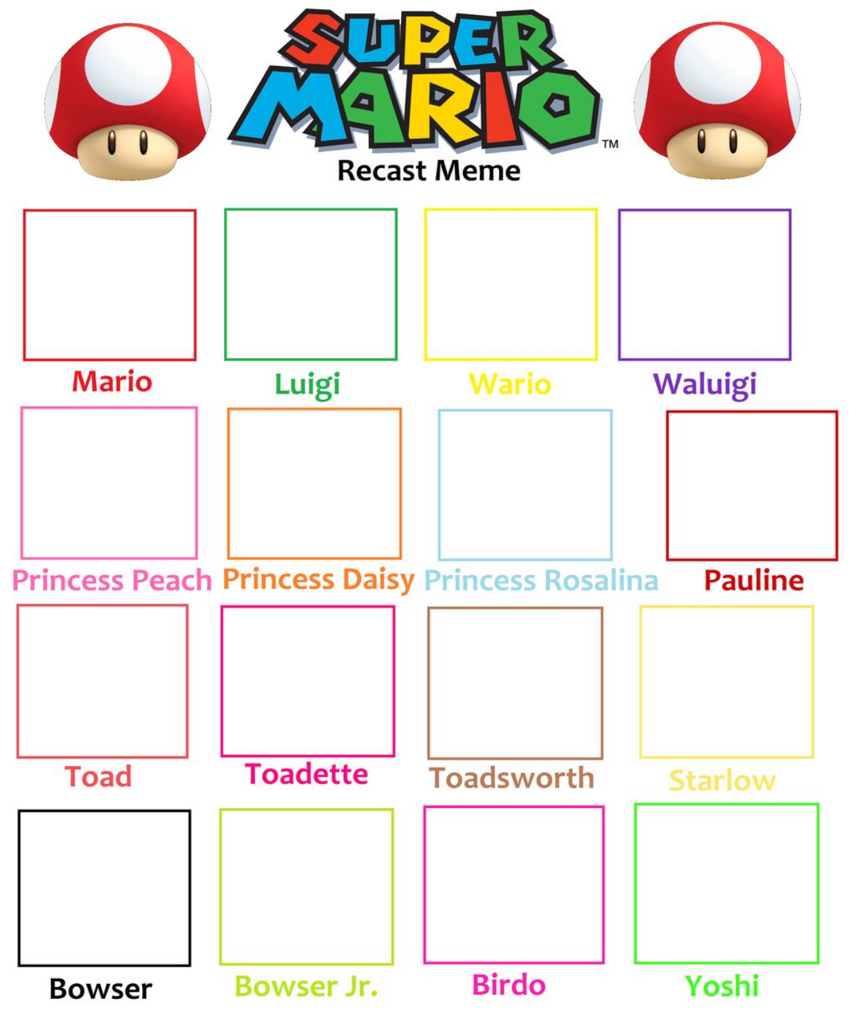 Mario recasting  meme template
