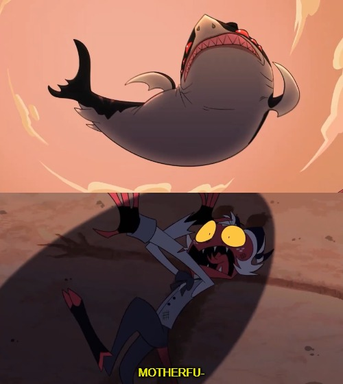 Moxxie vs Shark  meme template