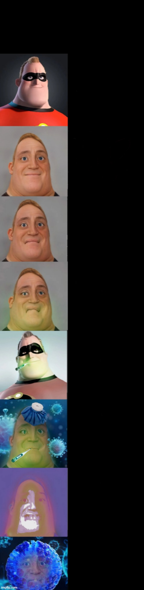 Mr incredible becoming sick(Fixed Textboxes)  meme template