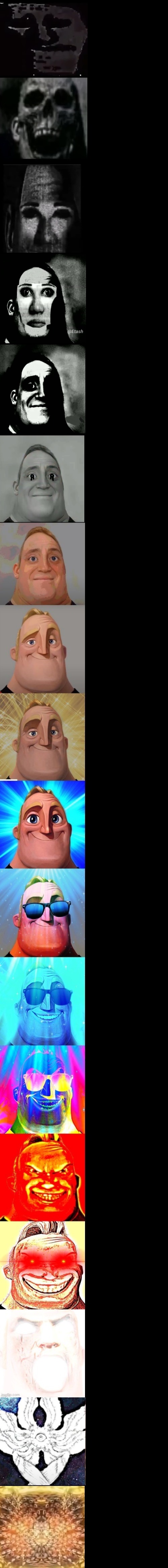 Mr Incredible from Trollge to God  meme template