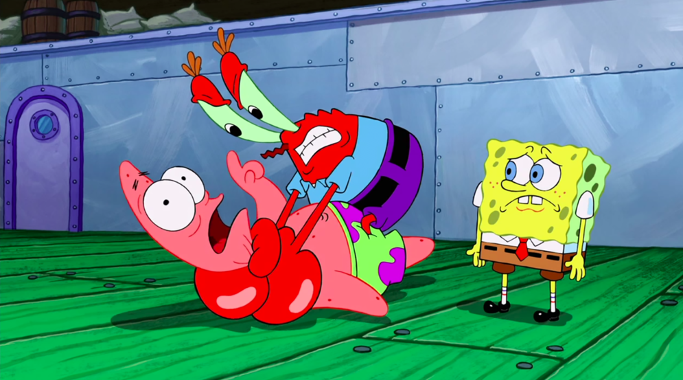 Mr Krabs Strangling Patrick in HD  meme template