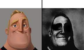 Normal and dark mr.incredibles meme template