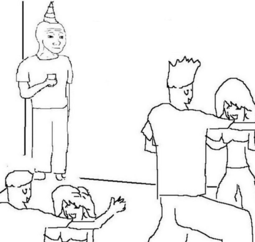 party loner meme template