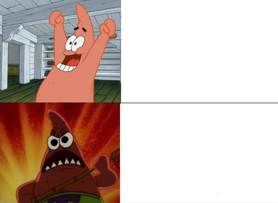 Patrick Star happy and angry  meme template