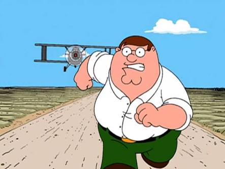 Peter griffin running away for a plane  meme template