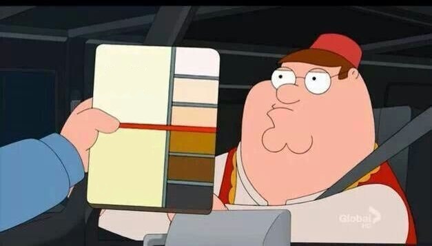 Peter Griffin skin color chart race terrorist blank meme template
