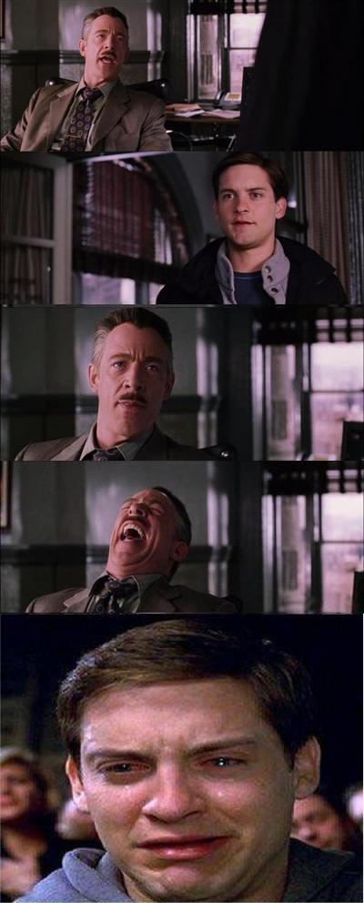 Peter Parker Cry meme template