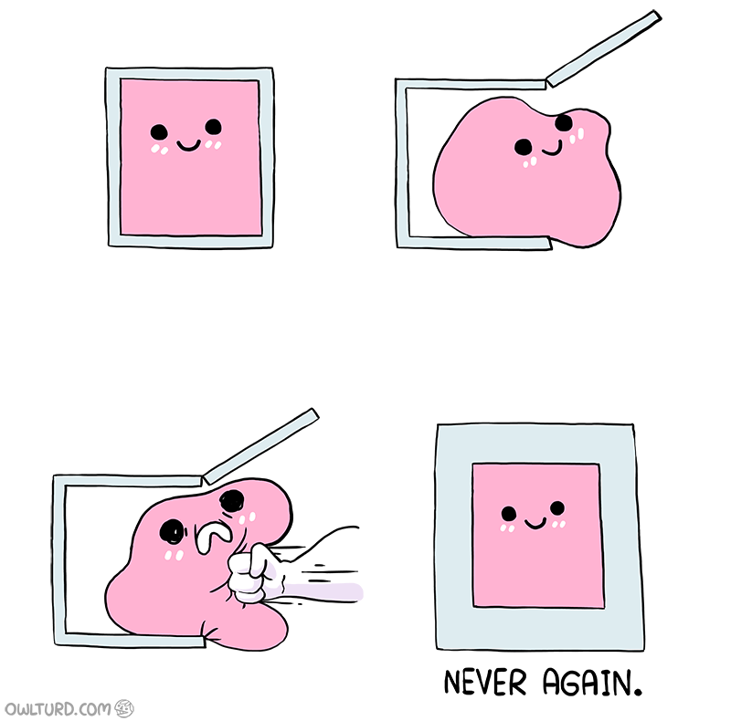 Pink Blob In the Box meme template