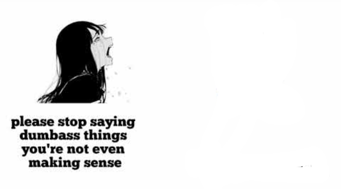 please stop saying dumbass things youre not even making sense meme template