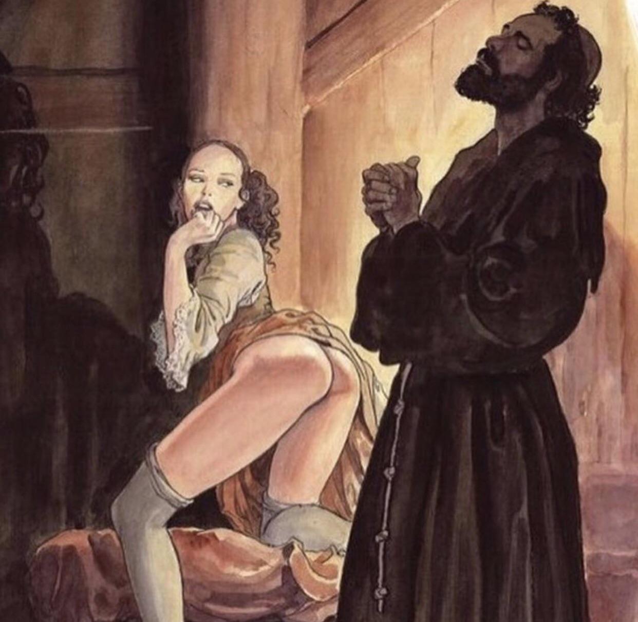 Priest tempted by girl  meme template