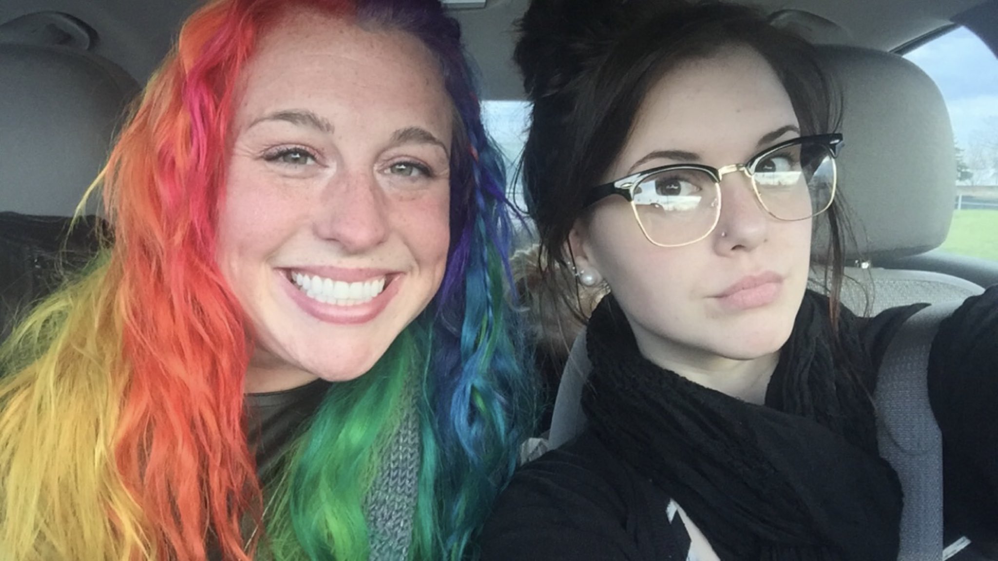 rainbow hair and goth  meme template