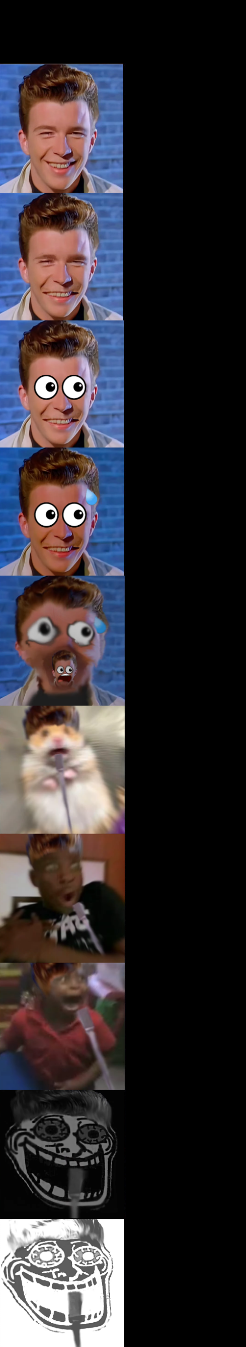 Rick Astley Becoming Scared  meme template