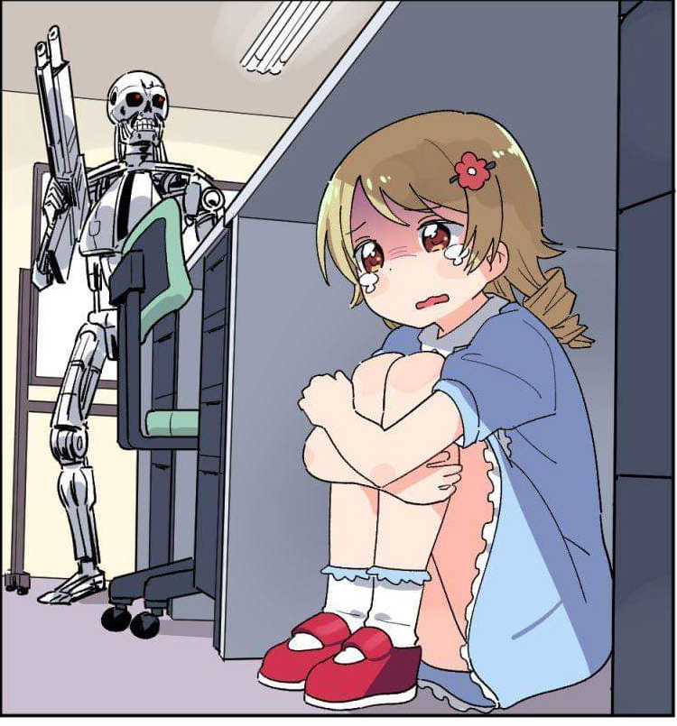 robot, anime girl hiding, animinator  meme template