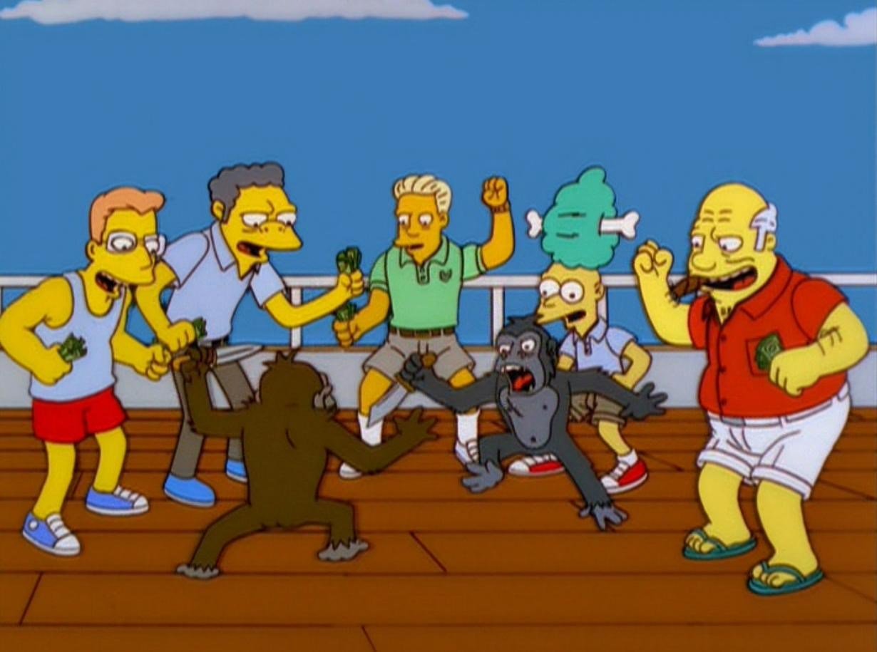 Simpsons Monkey Fight meme template