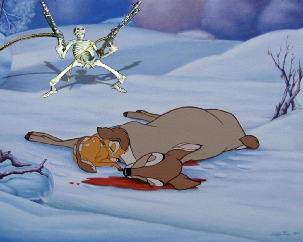 skeleton with guns and bambi  meme template