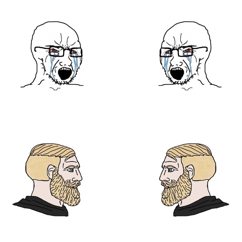 Soy Wojaks vs chads  meme template