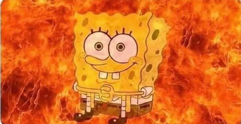 spongebob in flames  meme template