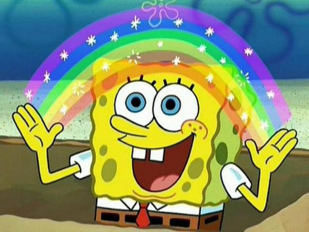 spongebob rainbow meme template