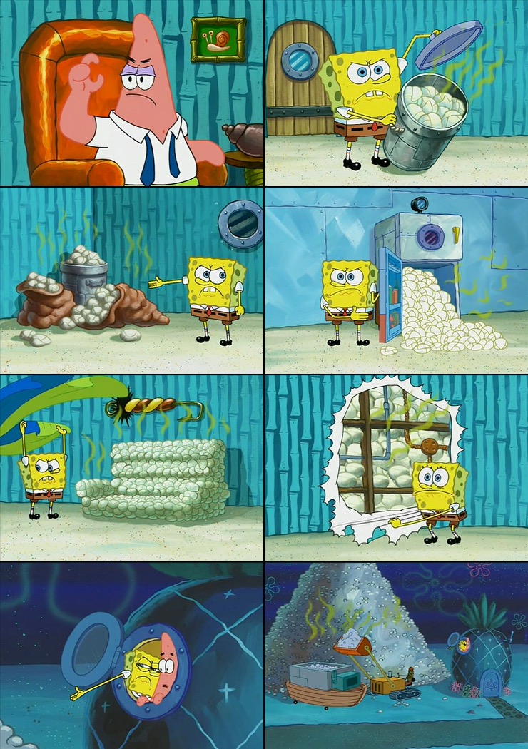 Spongebob shows Patrick Garbage meme template