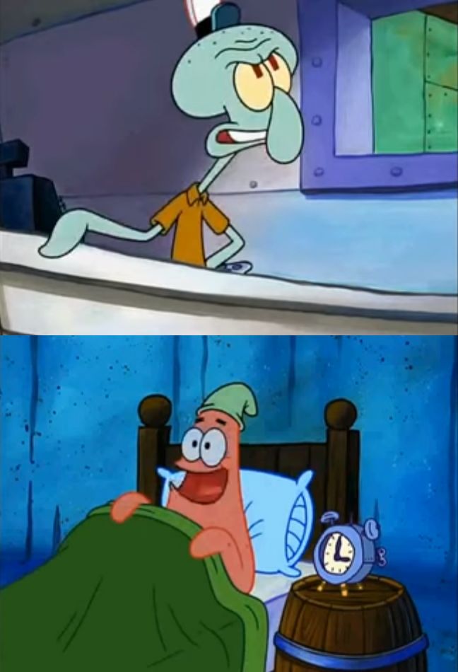 Squidward and Patrick 3 AM  meme template
