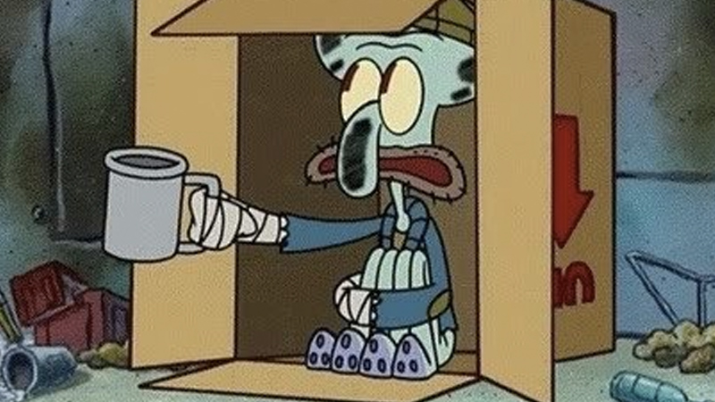 Squidward Spare Change  meme template