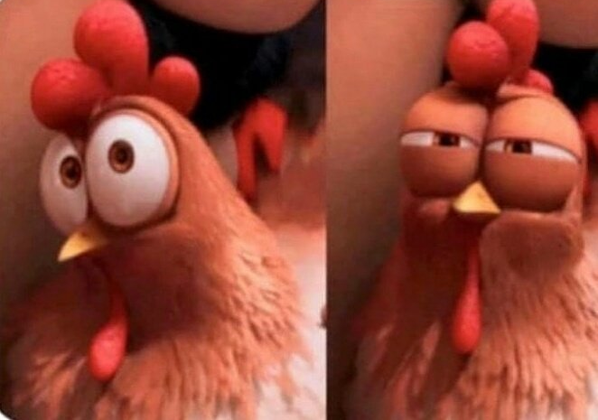 Squinting Chicken  meme template