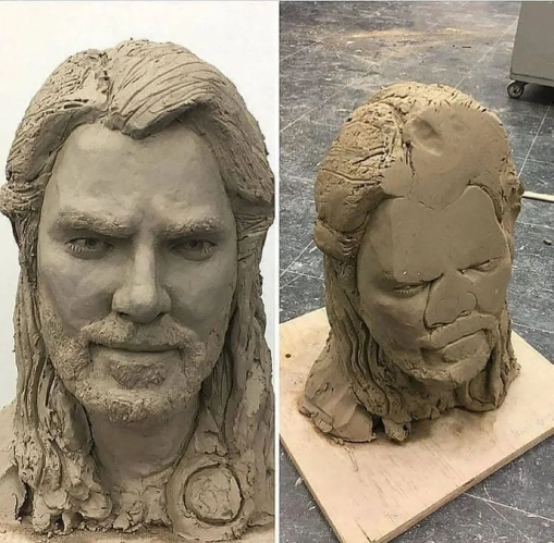 Statue before and after being dropped  meme template