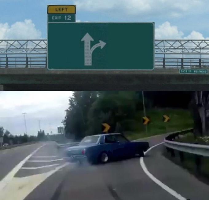 Swerving Car meme template