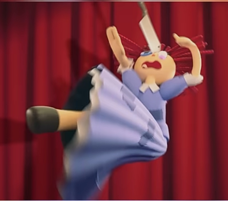 tadc ragatha getting hit by a cooking knife meme template