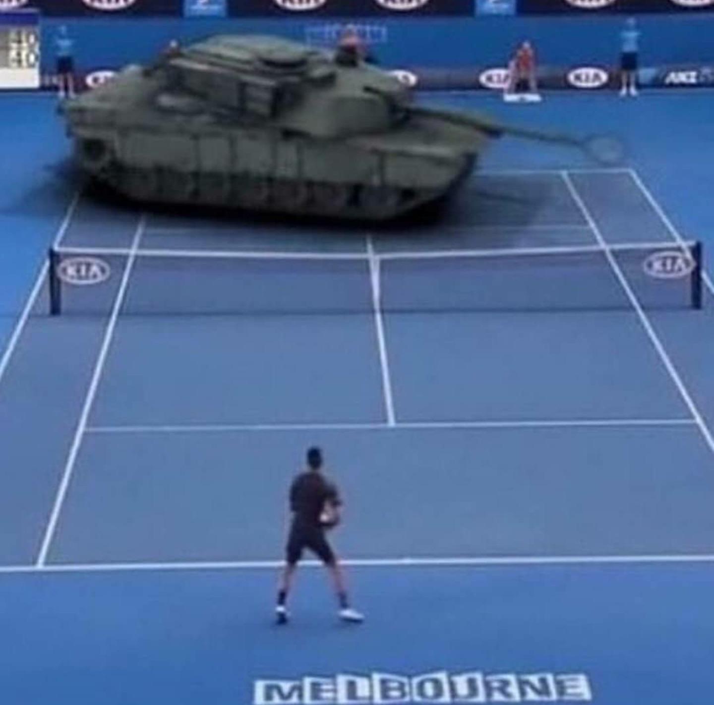 Tank vs Tennis Player  meme template