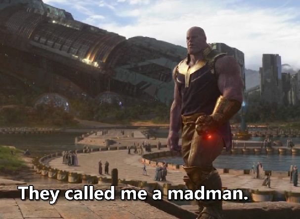 Thanos they called me a madman  meme template