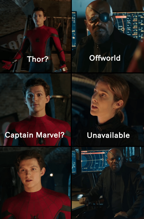Thor off-world captain marvel unavailable  meme template