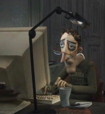 Tired dad at computer  meme template
