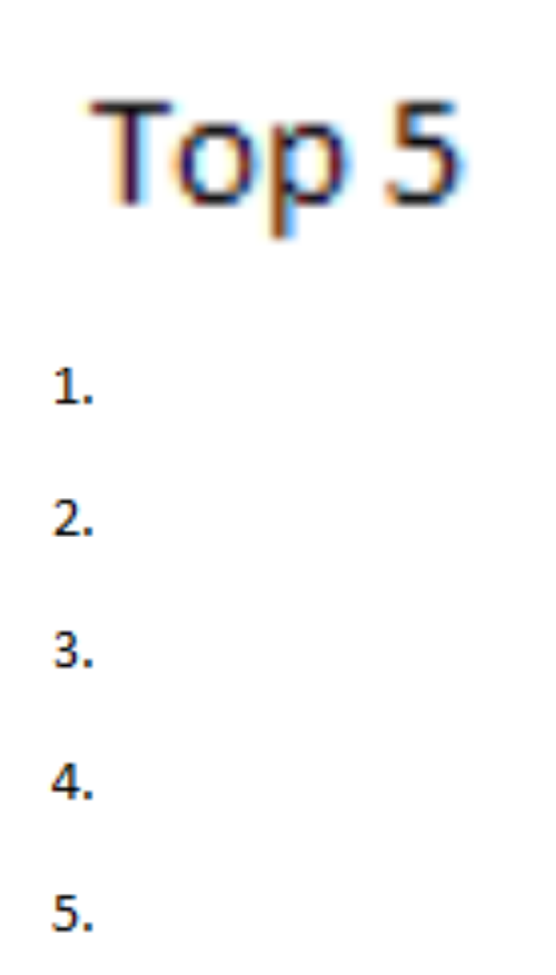 Top 5 List  meme template