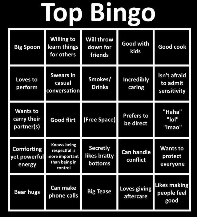 Top Bingo  meme template