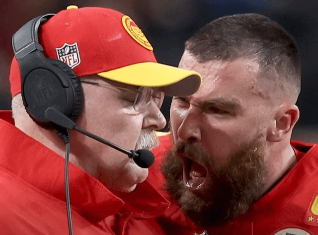 Travis Kelce Yelling at Andy Reid meme template