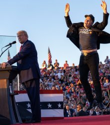 Trump and Jumping Elon meme template