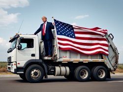 Trump on Garbage Truck meme template