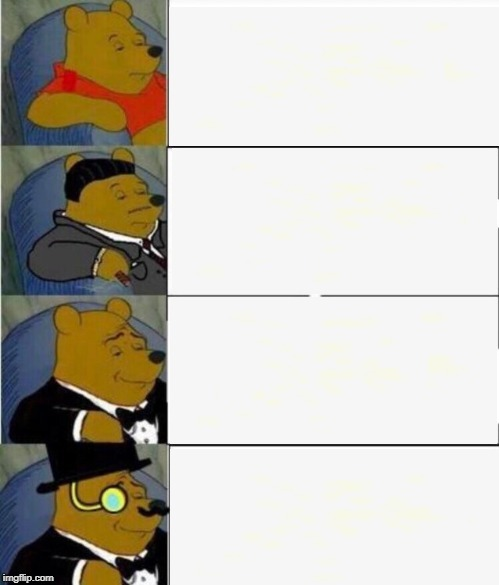 Tuxedo Winnie the Pooh 4 panel meme template