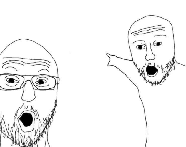 two soyjacks pointing  meme template
