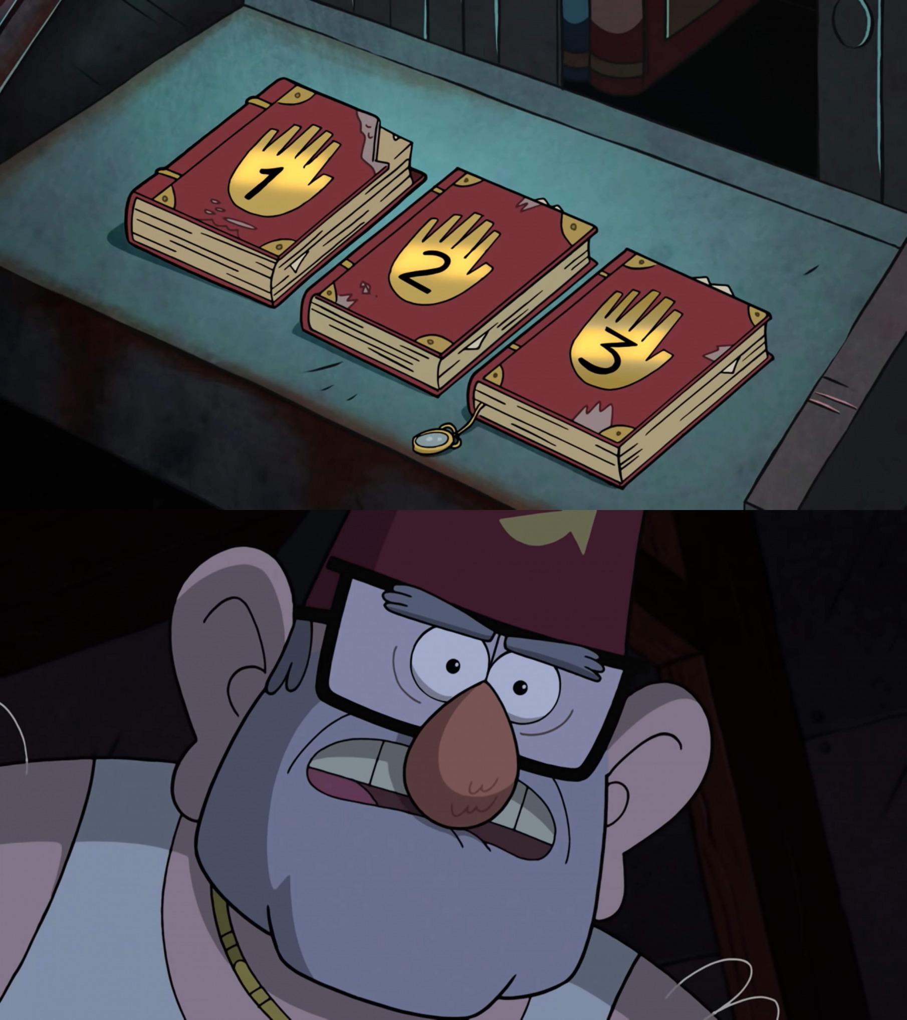 Uncle Stan & 3 Books Gravity Falls HD  meme template