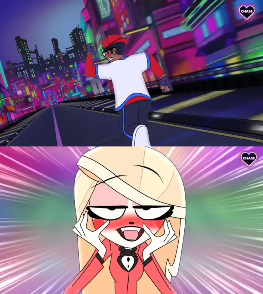 VerbalAse running away from Charlie meme template