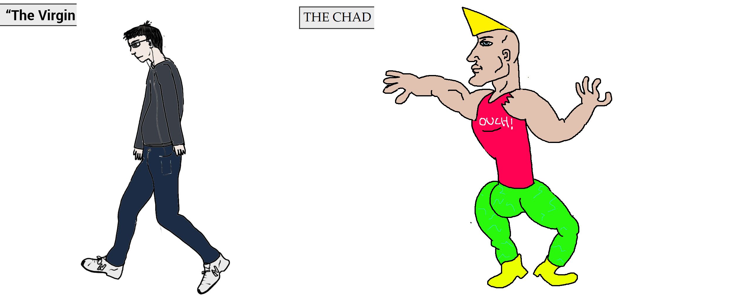 Virgin and Chad meme template