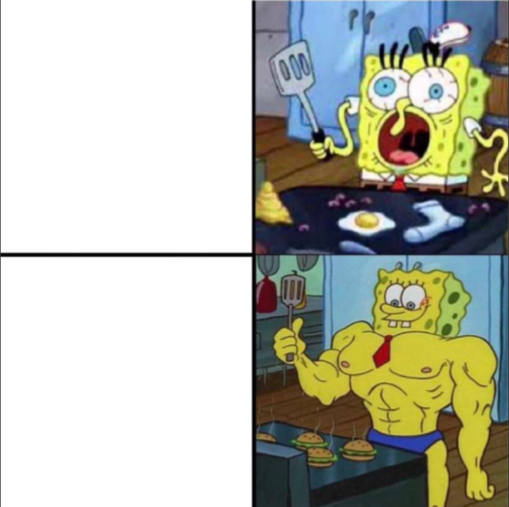 Weak Spongebob vs. Strong Spongebob  meme template