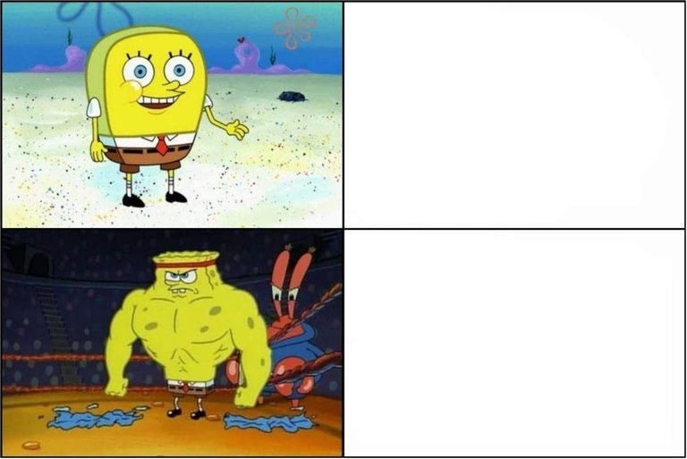 Weak vs Strong Spongebob meme template