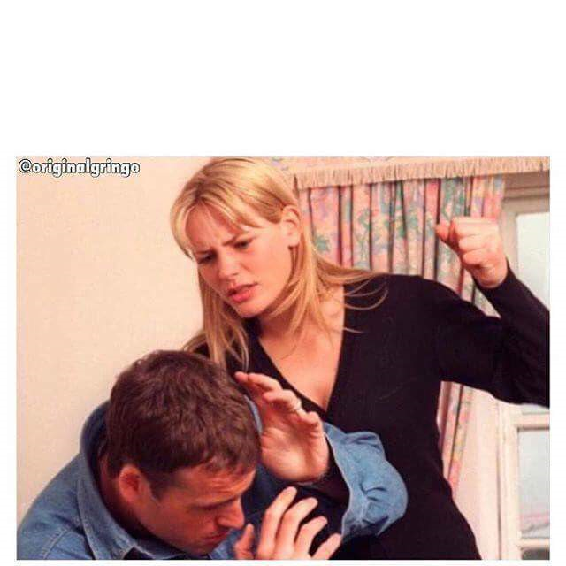 Woman hitting man  meme template