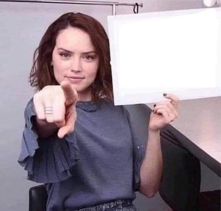 WOMAN POINTING HOLDING BLANK SIGN  meme template
